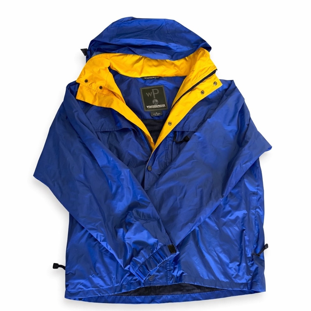Weatherproof Blue & Yellow Colorblock Hooded Jacket M